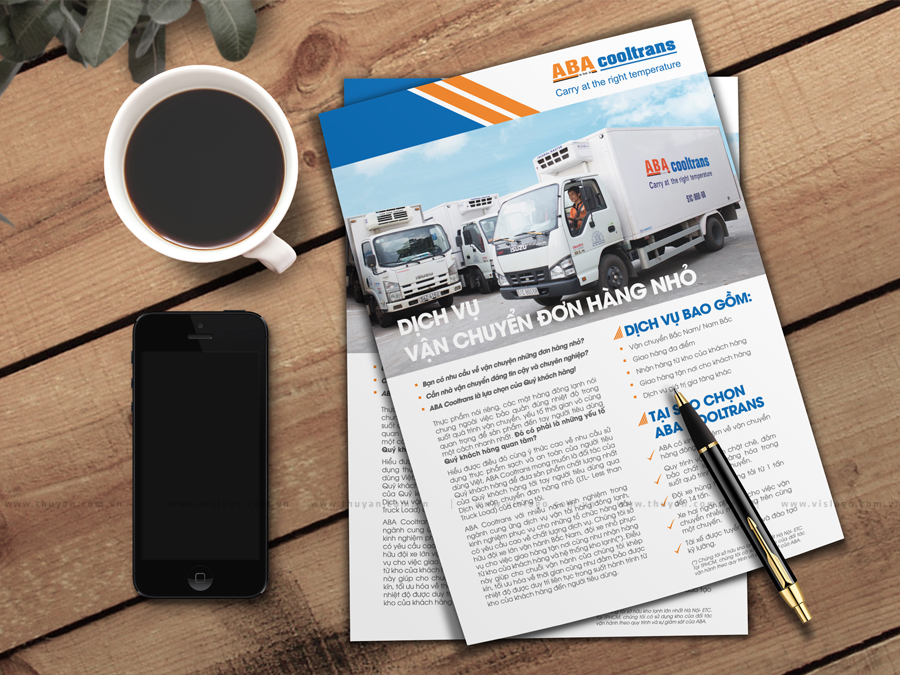 Thiết kế flyer giới thiệu dịch vụ mới - Công ty ABA Cooltrans