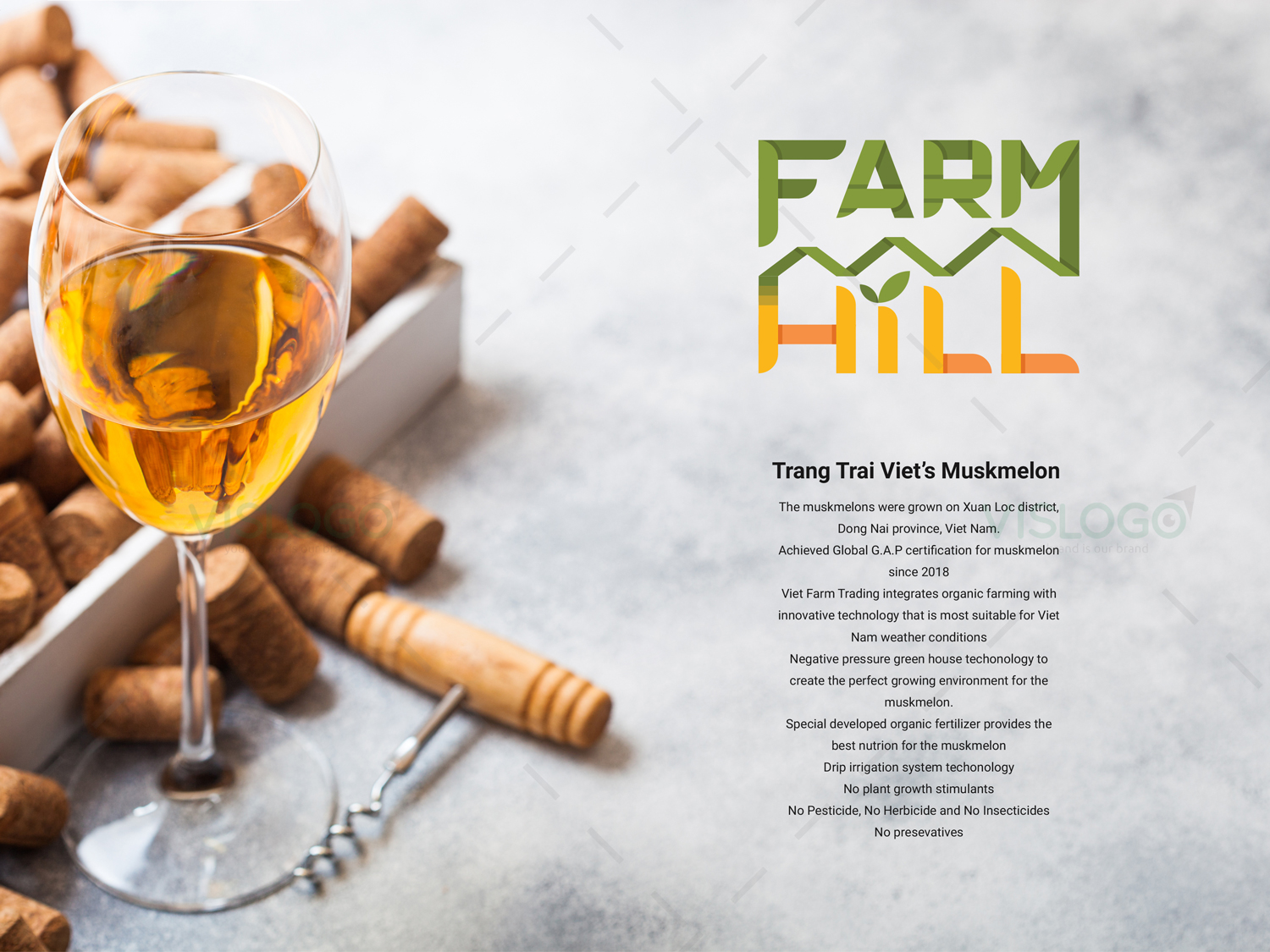 Thiết kế bao bì rượu dưa lưới và trà khổ qua FARM HILL